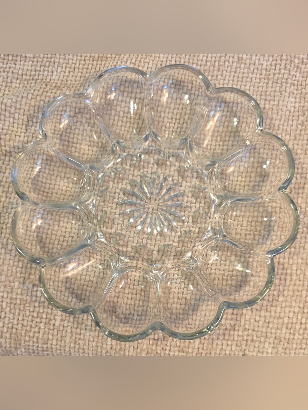 Anchor Hocking 10" Clear Glass Deviled Egg or Appetizer Platter